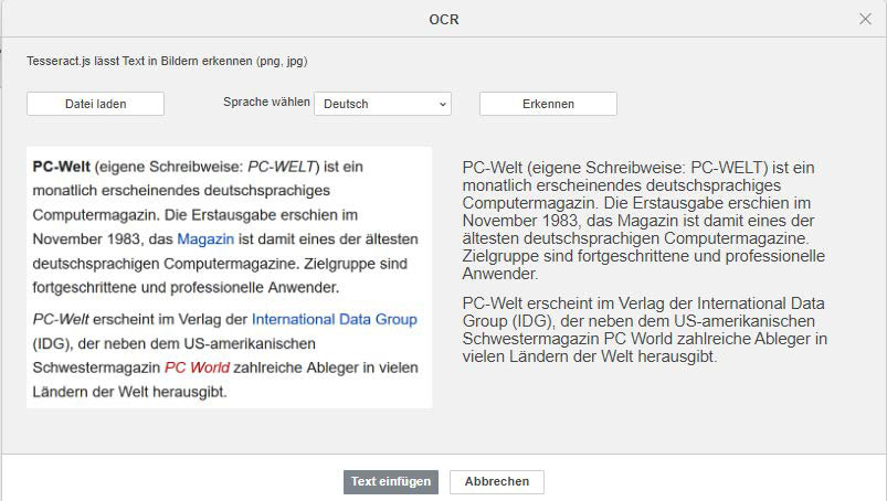 Text recognition from images is possible directly in Only Office using the OCR module.