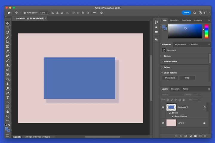 Rectangle with a drop shadow in Photoshop.