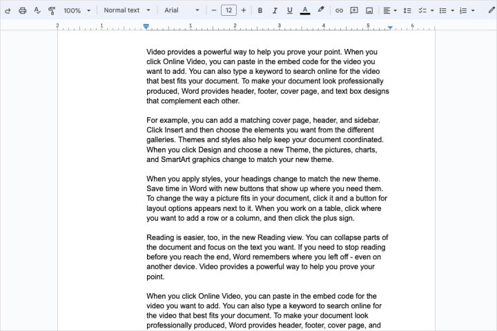 Margins changed in Google Docs.