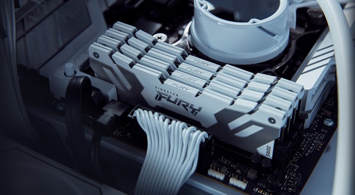 alt text: White Kingston Fury Renegade DDR5 RAM modules