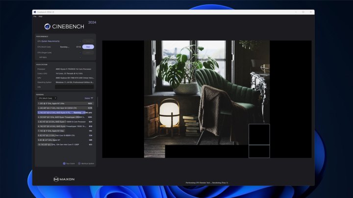 alt=Screenshot of Cinebench 2024 running the multi-thread test.