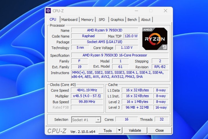 alt=Screenshot of the CPU-Z utility displaying system information.