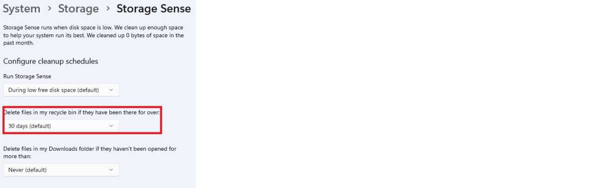 alt: Storage Sense settings in Windows 11