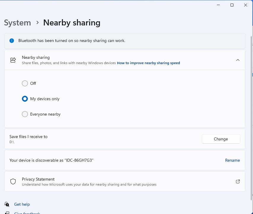 alt: Nearby Sharing in Windows facilitates quick file transfers between devices.