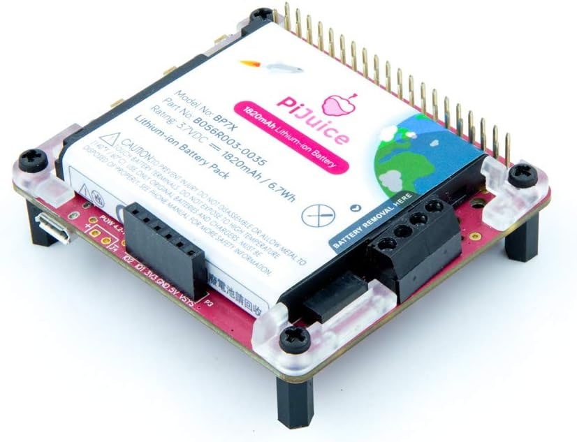 The PiJuice HAT provides an external power supply for your Raspberry Pi, ideal for portable projects.