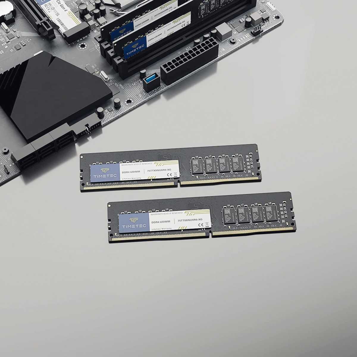 alt text: Two RAM modules installed in a four-slot motherboard configuration, highlighting the second and fourth slots for dual-channel performance.