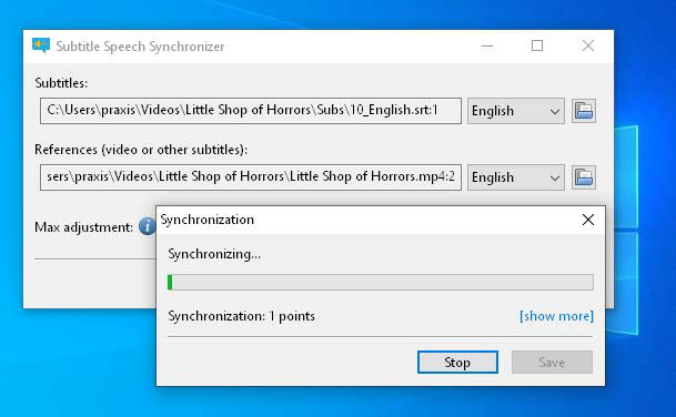 Subsync synchronizes subtitles. This image illustrates how Subsync uses speech recognition to analyze a video file and adjust the timestamps of an SRT subtitle file, ensuring accurate synchronization.