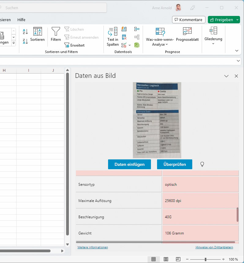 alt text: The Data tab in Microsoft Excel showing the From Picture option.