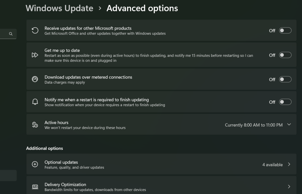 Advanced Update Options