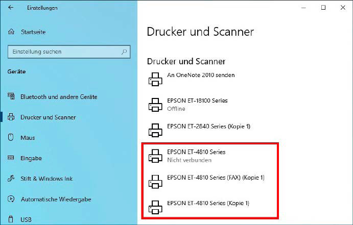 Multiple printer entries in Windows