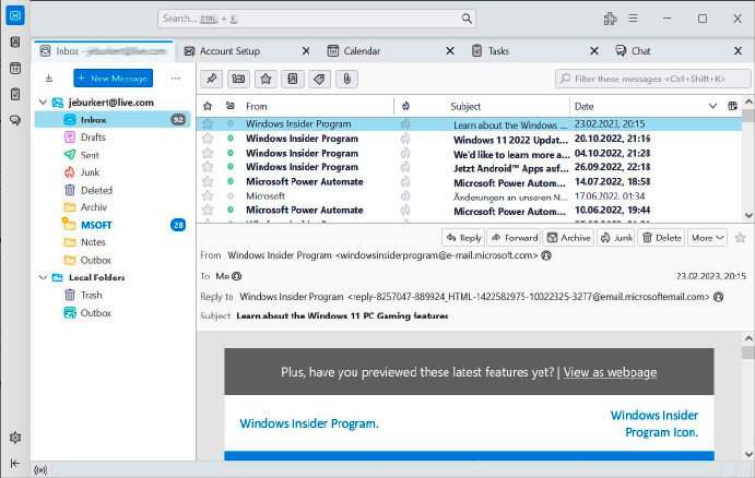 Thunderbird: A powerful mail client with a wide range of functions manages the receipt and dispatch of electronic mail and offers an extensive calendar for managing appointments.