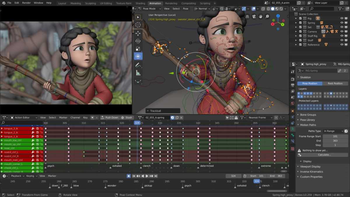 Blender: The graphics package has a comprehensive set of tools for the production of 3D scenes, special effects, and animations.