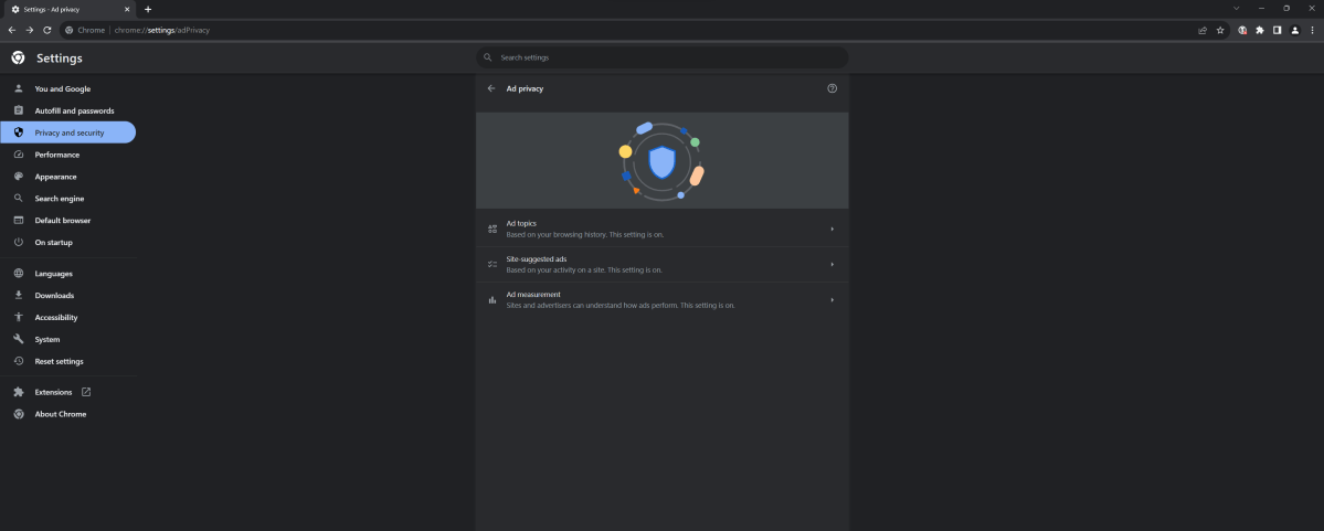 Google Chrome Ad Privacy settings