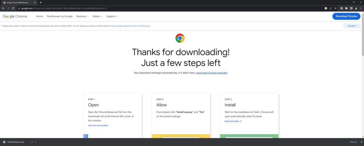 alt text: Chrome download bar at the bottom of the window