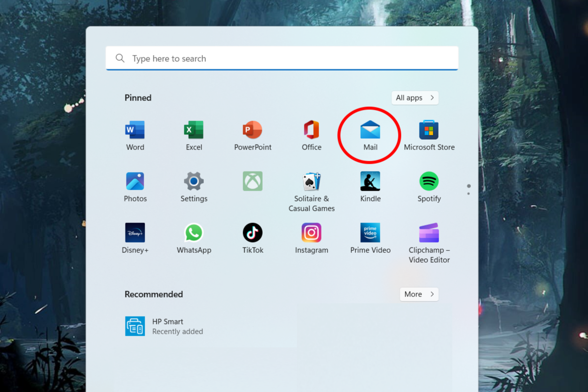 The Mail app icon in the Windows Start Menu