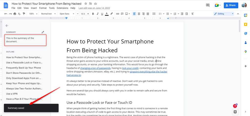 How to Add a Summary to a Google Docs Document