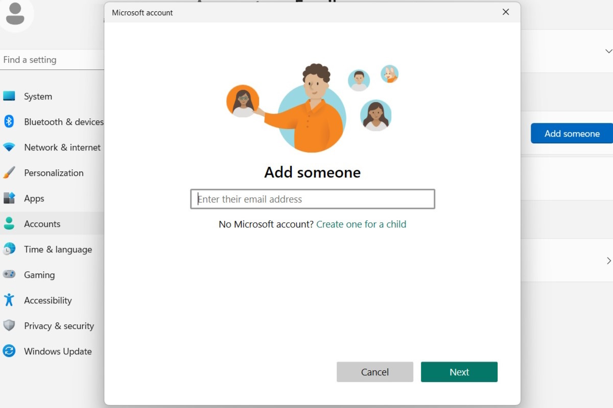 Microsoft Account Login for Child User