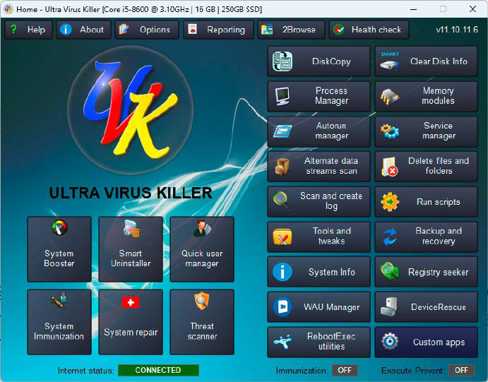 Ultra Virus Killer interface