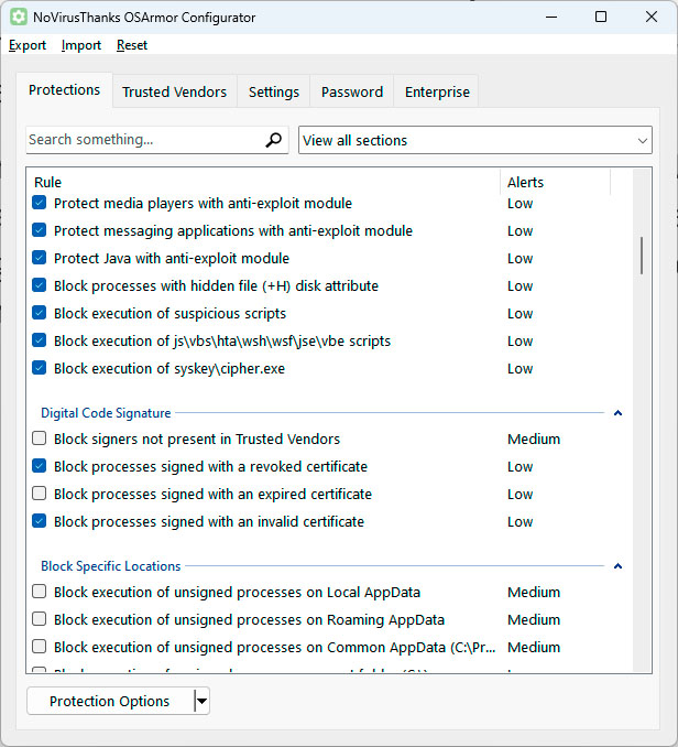 Hard Configurator interface