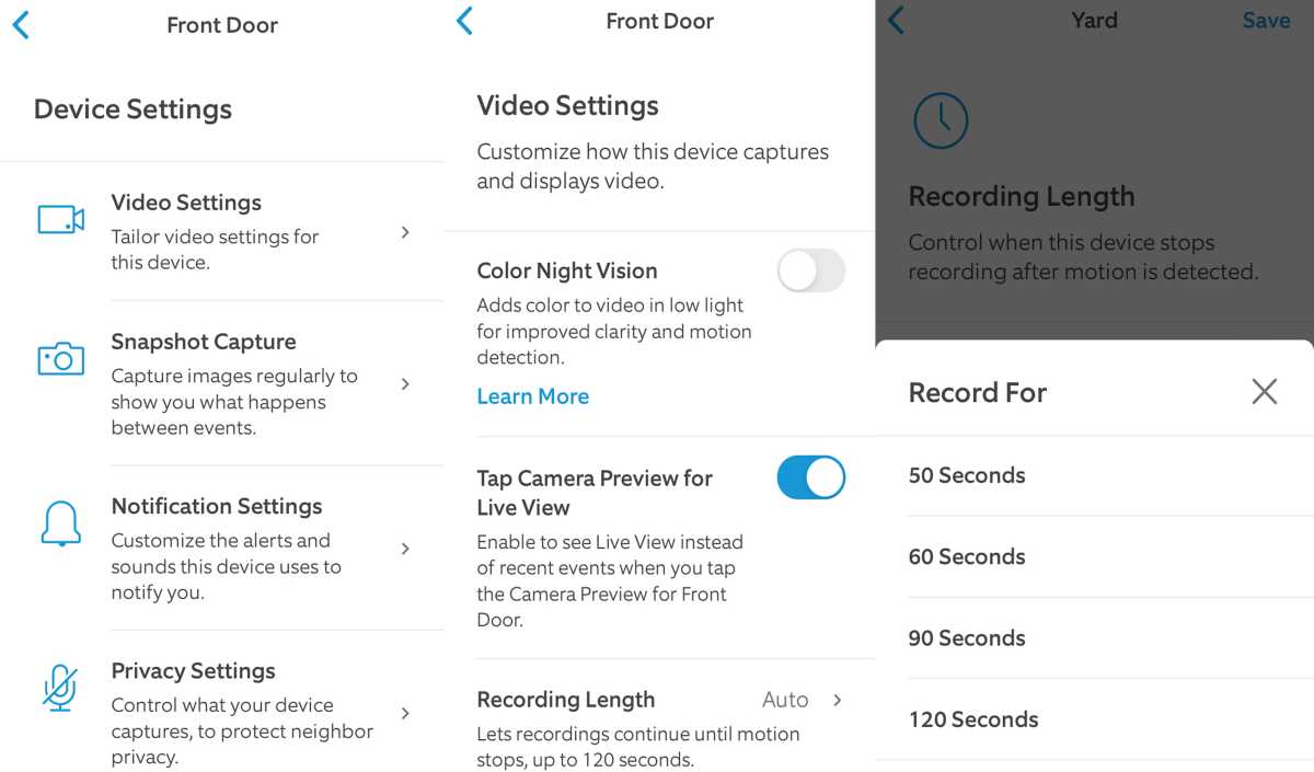 Ring App Recording Length