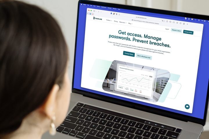 Dashlane website on a laptop.