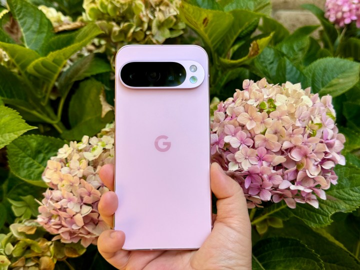 Pixel 9 Pro in Rose Quartz.