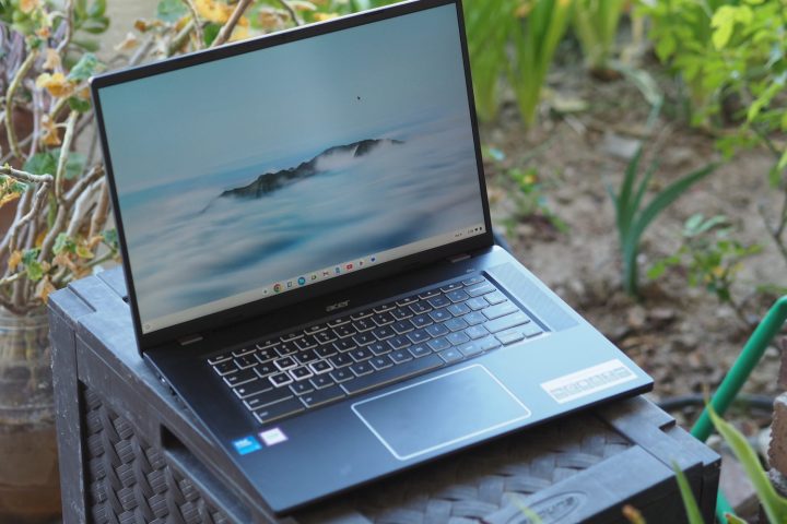 Acer Chromebook Plus 516 GE front angled view showing display and keyboard.