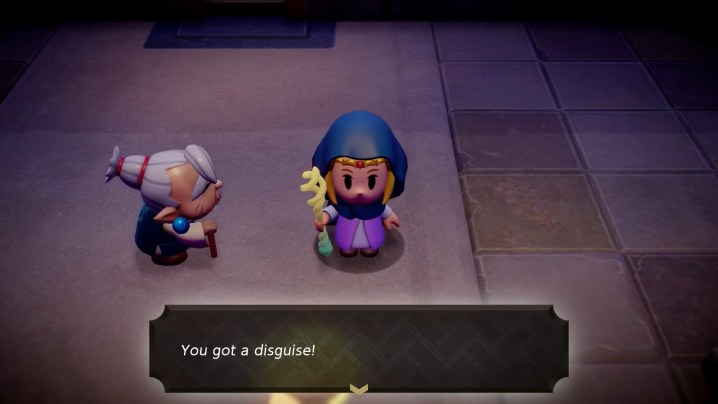 alt text: Zelda disguised in a hooded outfit at the beginning of Echoes of Wisdom.