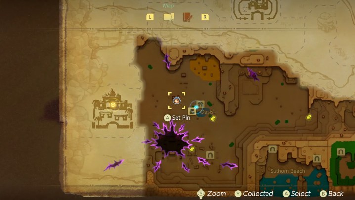 Echoes of Wisdom World Map with Stamp Locations