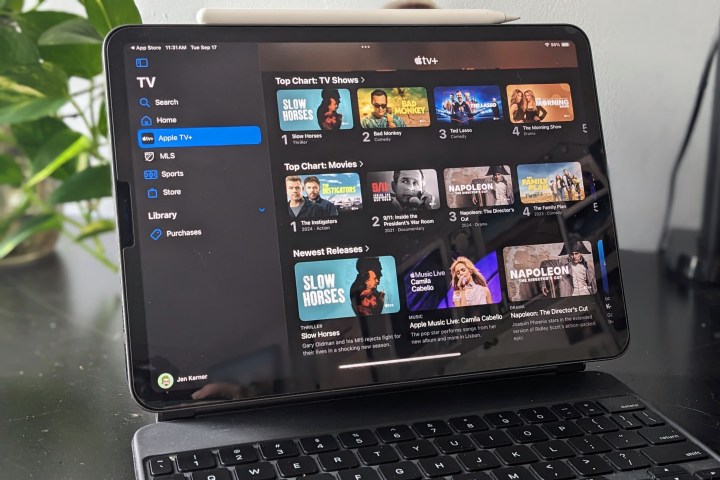 Apple TV+ is displayed on an iPad Pro.