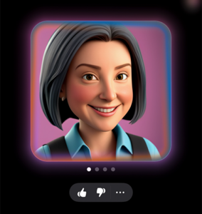 Alt: An AI-generated image from Apple's Image Playground, depicting a person resembling a Hallmark Christmas movie character.