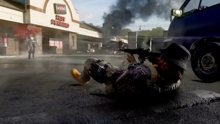 A soldier firing from a prone position in Call of Duty: Black Ops 6.