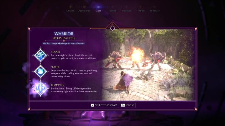 The warrior description in Dragon Age: The Veilguard.