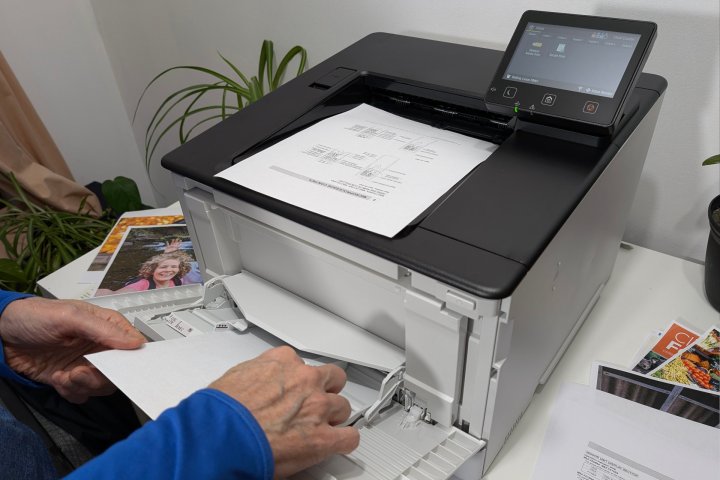 The Color imageCLASS LBP674Cdw's 50-sheet multipurpose tray is convenient for envelopes and labels.