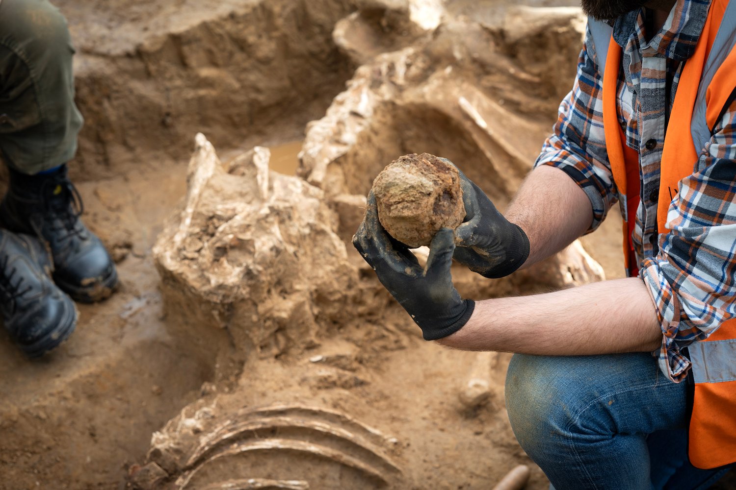 Archaeologists found ammunition, as well as both human and animal remains. 