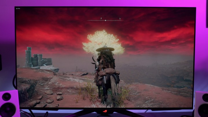 alt text: Elden Ring gameplay on a high-refresh rate monitor.