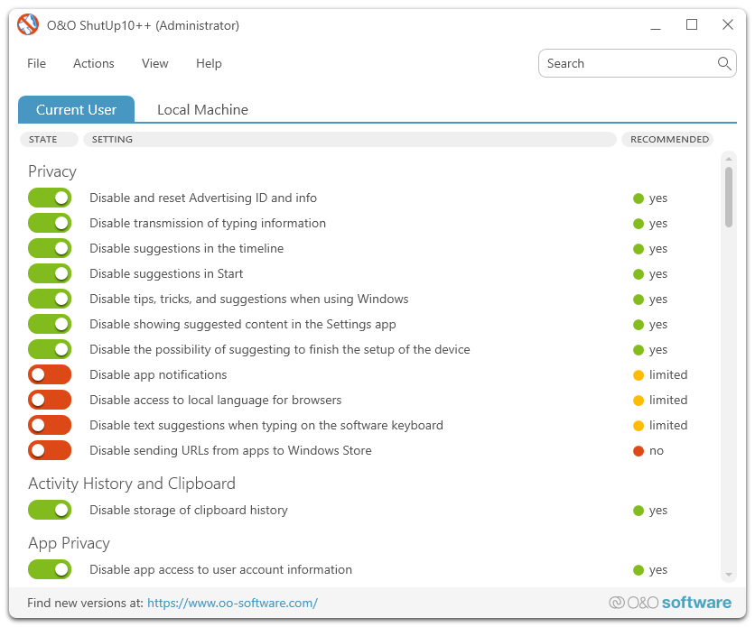 O&amp;O Shutup 10++ lets you disable ads in Windows, among other customizations.