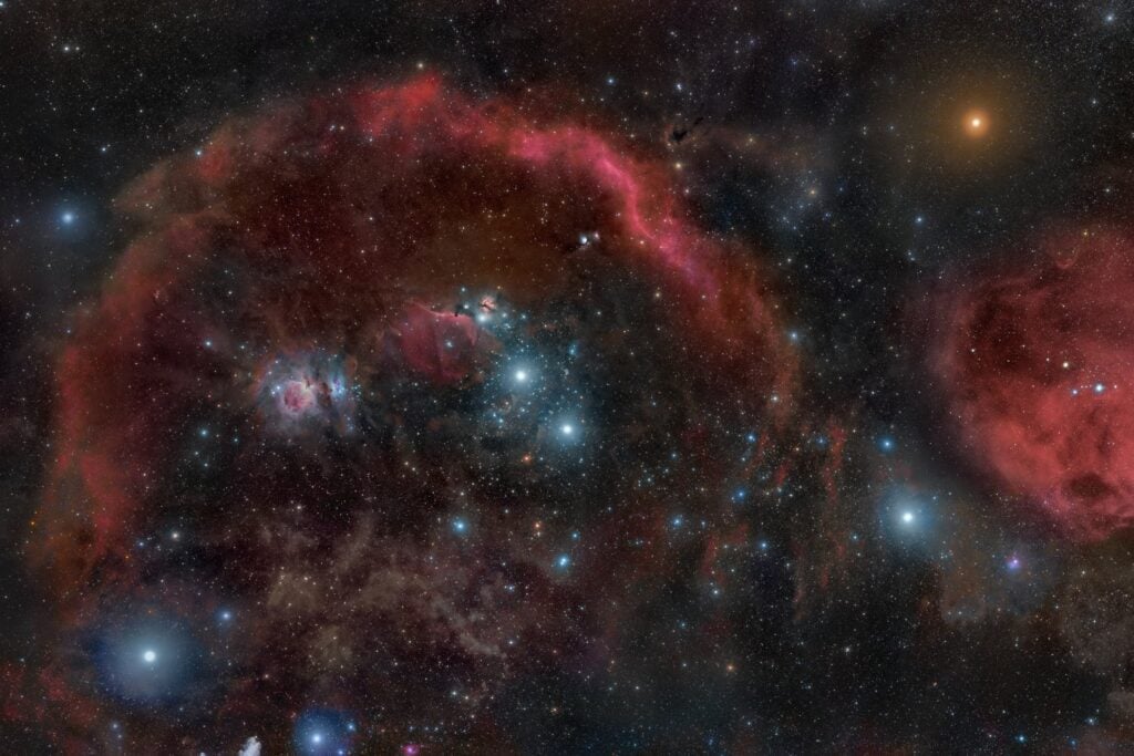 Betelgeuse (orange dot in top right) in the constellation Orion.