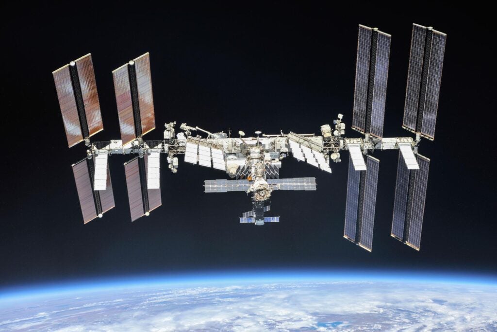 The ISS seen above Earth.