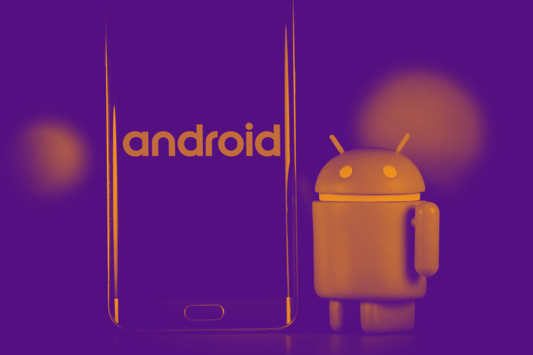 A phone displaying the Android splash screen.