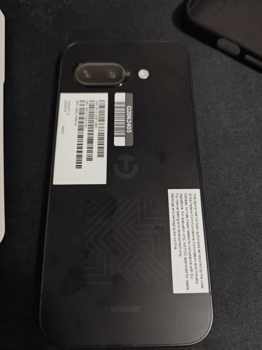 A photo of the back of a Google Pixel 9a prototype.