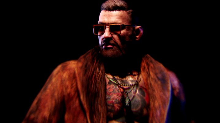 Conor McGregor dressed in a fur coat and sunglasses for the Hitman DLC.