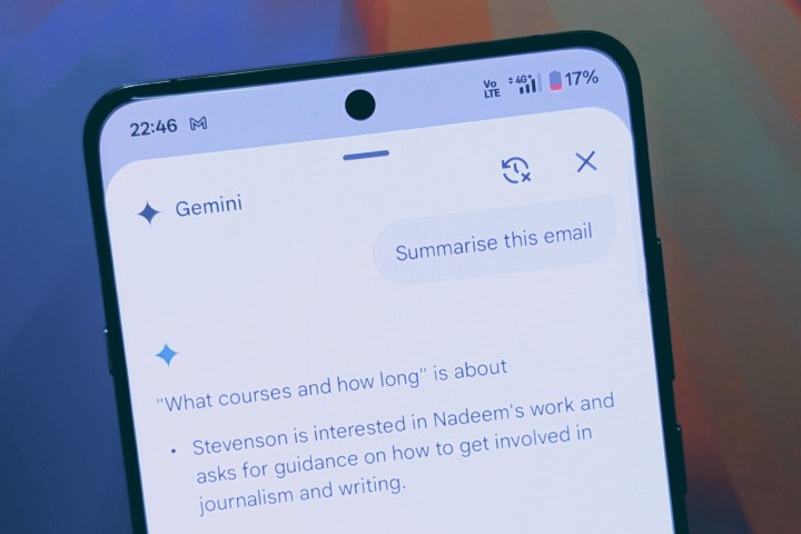 Summarizing emails using Gemini.