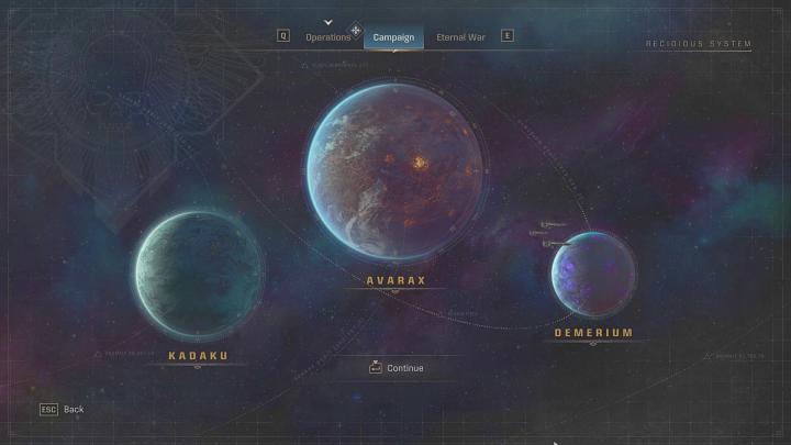 An image showing the three planets of Kadaku, Avarax, and Demerium.