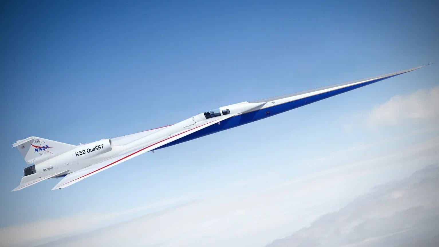 An artist’s depiction of the X-59 in flight.