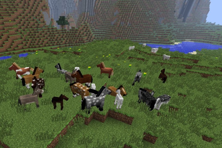 A heard of horses in minecraft.