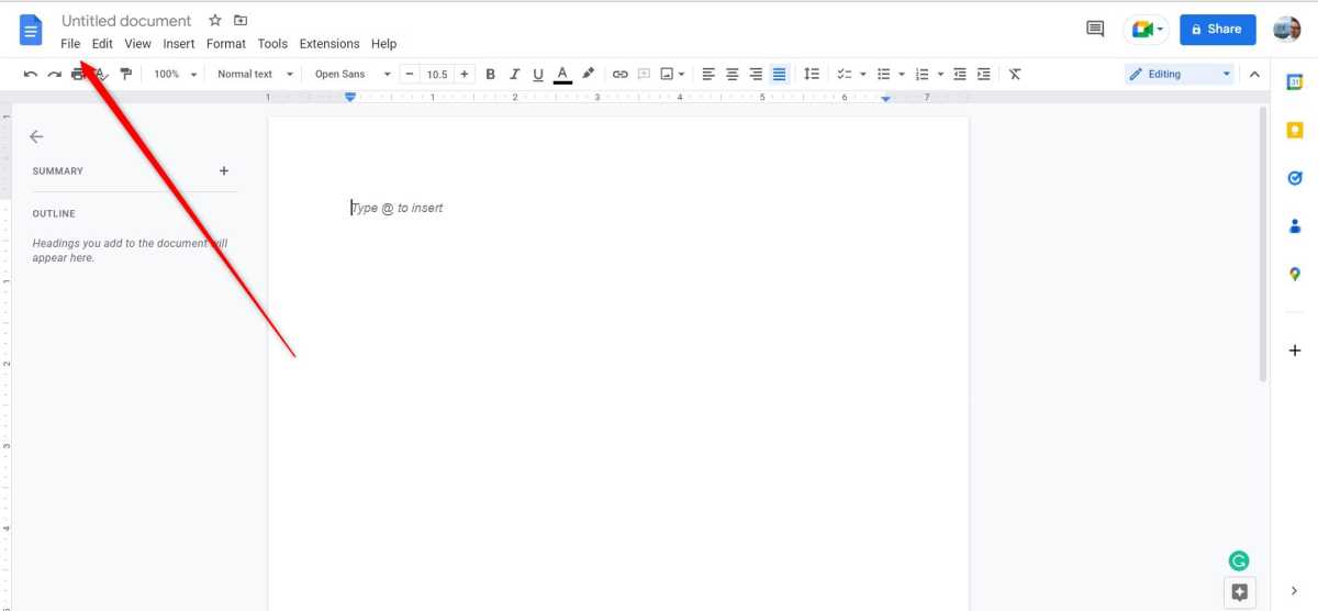 Changing Google Docs page setup.