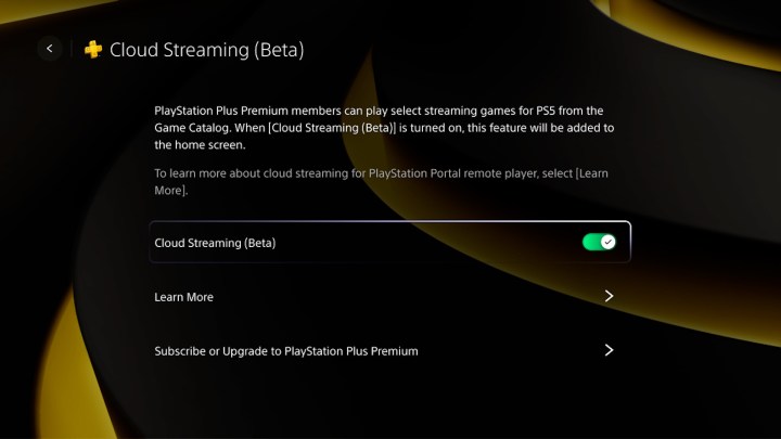 The PlayStation Portal's cloud streaming interface.