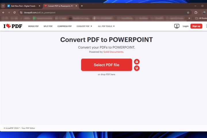 ILovePDF conversion page.