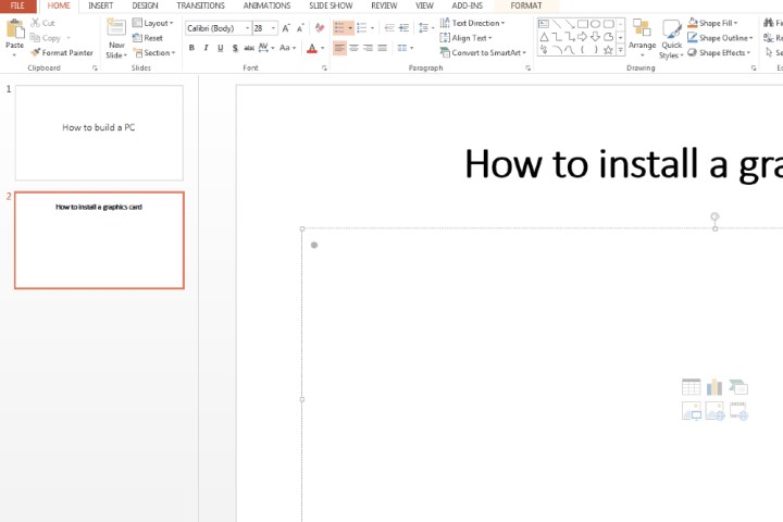 Clicking an area in a PowerPoint slide where you can add a video to.